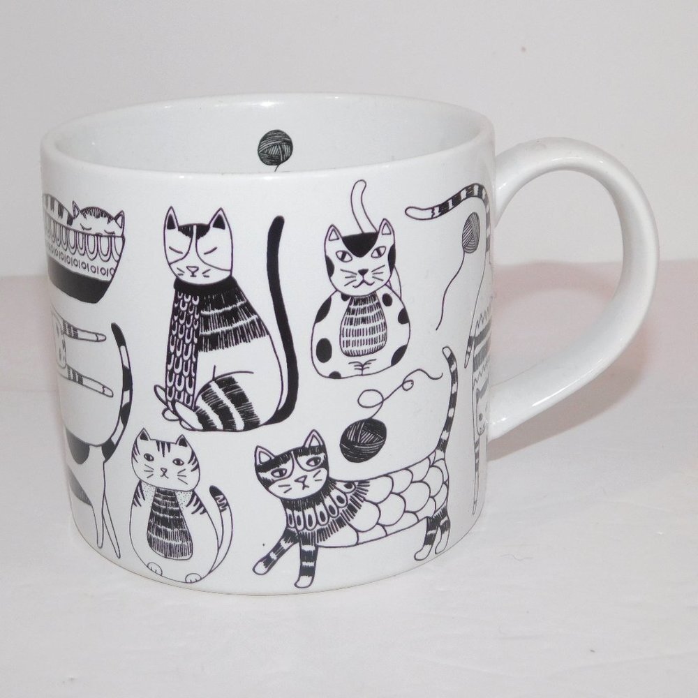 PURR PARTY Cat Kitten Mug Now Design White Black Graphic 14 oz - Picture 1 of 10